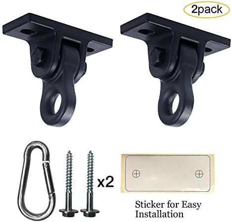 ABUSA Heavy Duty Black Swing Hangers Screws Bolts Included Over 5000 lb Capacity Playground Porch Yoga Seat Trapeze Wooden Sets Indoor Outdoor 2 Pack - 2