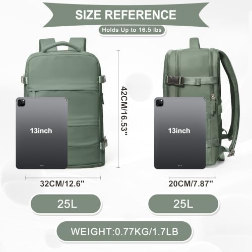 coowoz Travel Backpack For Women Men,Carry On Backpack,Hiking Backpack Waterproof Outdoor Sports Rucksack Casual Daypack Travel Essentials(Olive Green) - 3