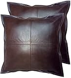 QAWACH Lambskin Leather Pillow Cover - Sofa Cushion Case - Decorative Throw Covers for Living Room &