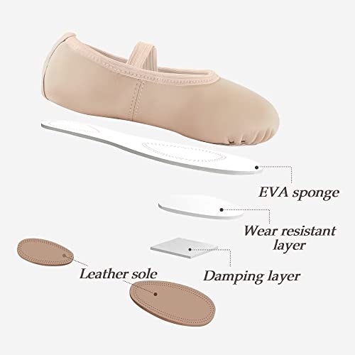 DyingSwan Toddler Ballet Shoes for Girls, Soft Leather Ballet Slippers, No-Tie Ballet Shoes Dance Shoes for Girls (Toddler/Little/Big Kid/Women)4