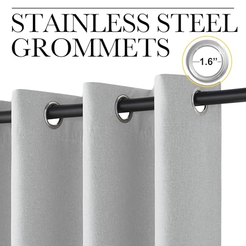 NICETOWN 100% Blackout Linen Curtains for Living Room 2 Panels, Greyish White, W52 x L90 per Panel, Noise Reducing Crisp Structured Faux Linen Curtains for Classroom, Home Office - Image 6