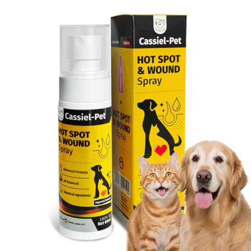 Cassiel pet Hot Spot Spray for Dogs Itch Relief Spray & Hot Spot Treatment for Dogs Helps Alleviate Allergies Dry Itchy Skin Wound Care Spray for All Animals 2.02oz