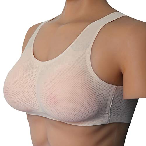 Breast Forms Silicone Kits with Mastectomy Bras A/B/C/D/E Cup Teardrop-Shaped Fake Boobs for Transgender Shemale Crossdresser,White,AAcup~400g