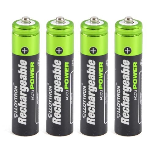 A2Z NiMH Rechargeable Accu Power Battery 550mAh Rechargeable Batteries Lasts Long AAA Size Battries Pack of 4 Low Self Discharge Battery for Torches Remote Controls Radios Toys and Torches