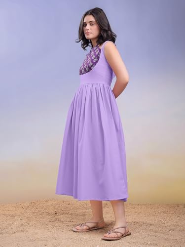 Image of PURVAJA Women's Midi Cotton Blend Dress (Floe-246-250)