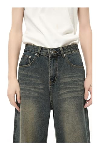 Men's Jeans Solid Color Droop Worn-Out Trousers Straight Wide Leg Loose Denim Pants2