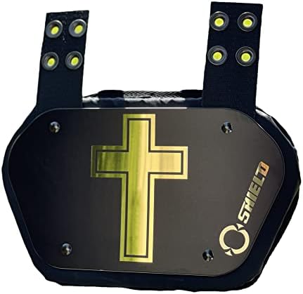 O Shield Golden Cross Chrome Football Back Plate, Lower Back Pads for Football Players, Rear Protector, Adult Fit