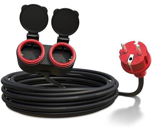 Rallonge electrique exterieure 5m IP44 étanche et double prise 16A 3680W puissante