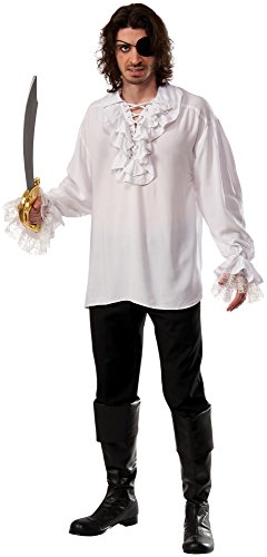 Rubie's Costume Co Pirate Shirt with Lace-Up Ruffled Neckline, White, X-Large