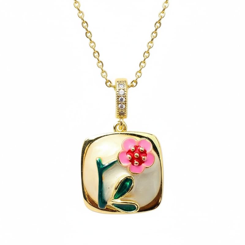 Collier pendentif fleur en argent émaillé pour vos tenues d'été