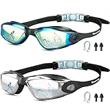 Moseem Schwimmbrille Kinder, 2 Stück taucherbrille Kinder 10 Jahre und Erwachsene,Schwimmbrille für Herren Damen Kinder,Anti-Fog,Kein Auslaufen(Spiegel Aqua&Spiegel Silber)