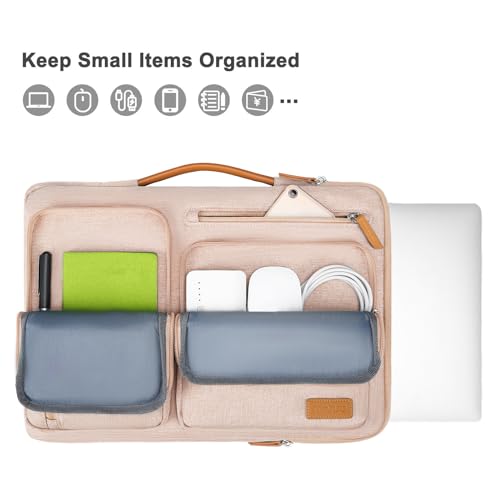 Image of MOSISO 360 Protective Laptop Case 15 inch, 15 inch Laptop Sleeve Compatible with MacBook Air M4 M3 M2 2025 2024 2023, Dell XPS Plus, Side Open Carrying Case with 4 Zipper Pockets&Handle, Khaki