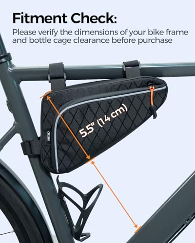 Image of Bike Frame Bag, Water Resistant Bicycle Triangle Storage Pouch with Reflective Strip, 1.5L Bike Front Top Tube Bag, Bike Accessories for Adult Bikes, Cycling Gear for Road & Mountain Bike