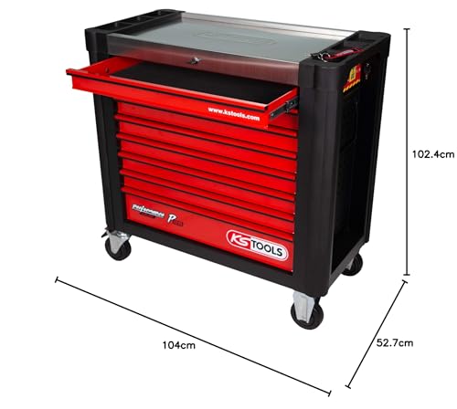 KS Tools 873.3008 PERFORMANCEplus P25 SCHWARZ/ROT Werkstattwagen mit 8 Schubladen