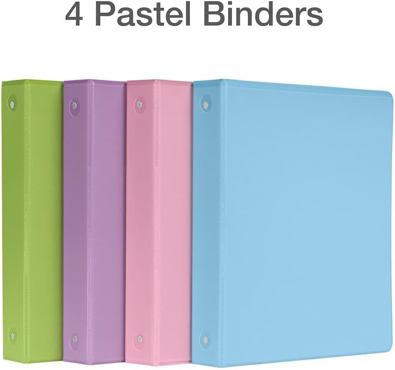 Cardinal 3 Ring Binders, Binders for School and Office, Durable 1.5 Inch, Round Rings, Holds 350 Sheets, ClearVue Presentation View, Non-Stick, Assorted Pastel Colors, 4 Pack (79552) - Image 7