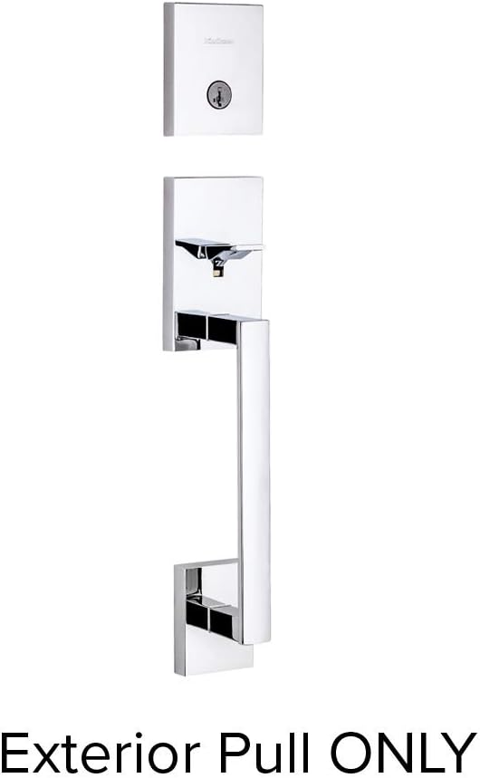 Kwikset San Clemente Front Door Lock Handle and Deadbolt Set, Entry Handleset Exterior Only, Polished Chrome, Pick Resistant SmartKey Rekey Deadbolt Security, Interior Sold Separately