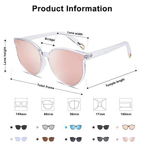 Sojos Fashion Round Sunglasses For Women Men Oversized Vintage Shades Sj2057, Clear/Pink #TOP4
