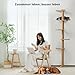 FUKUMARU Kratzbaum, 5 Etagen bis zur Decke reichender Katzenturm(206 cm), wandmontierter Katzenbaum,aus Natürliches Gummibaumholz, für Katzen zum Klettern, Kratzen, Ausschau halten und Spielen.