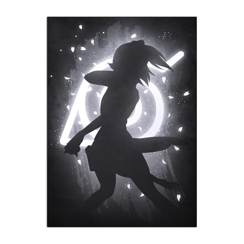 Displate NARUTO Poster en métal - Poster Anime - Poster de manga - Poster Naruto - Décoration murale - Silhouette Naruto - Sakura - 32 x 45 cm