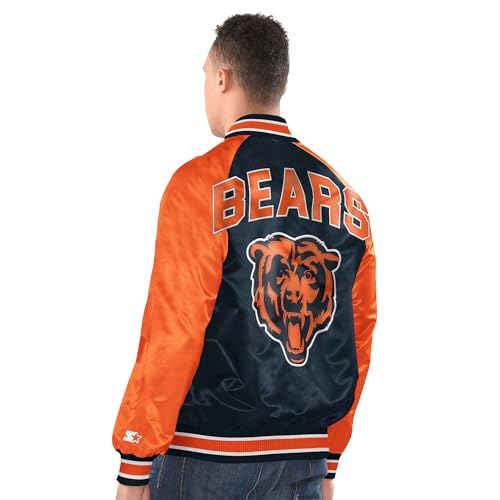 STARTER Men's Navy/Orange Chicago Bears Inductee Raglan Full-Snap Varsity Jacket