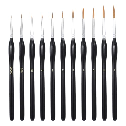 LIQWEI - LIQWEI 11Pcs Fine Paint Brushes, Thin Paint Brushes, Detailing Brush Set, Fine Detail Painting Brush, Nail Art Brushes for Art Watercolor Oil Acrylic, Stencil for Arts, Crafts - -5%