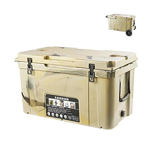 Aoodor 78QT Roto Molded Cooler Grizzly Bear Resistant with Basket and Wheels