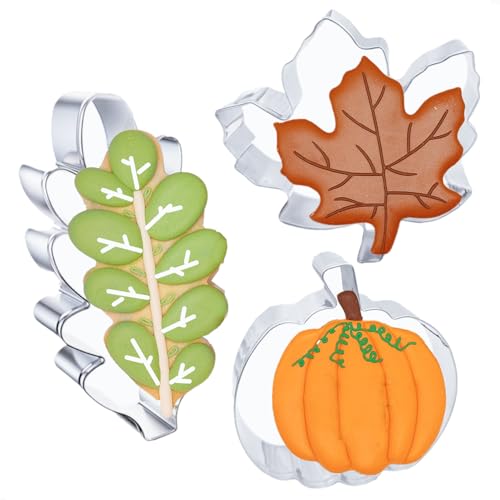 3 Pcs Fall Leaves Cookie Cutters, Large Size 3.2