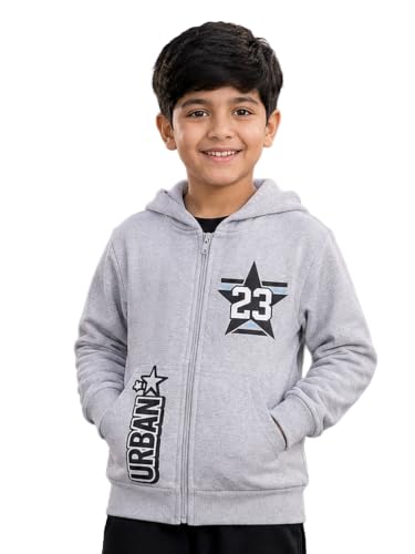 Image of Unisex Kids Solid Full Sleeve Zip Front Open Hooded Sweatshirt