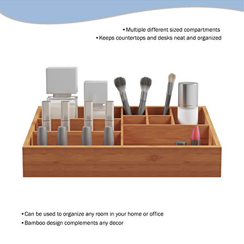 Lavish Home 10 Compartment Bamboo Organizer- Desk Caddy-Bathroom Countertop Storage-Office Accessory Tray-Natural Wood Portable Home Accessories - Image 4
