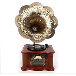 Ornements Gramophone rétro Vinyle Tourne-Disque Bois Subwoofer Bluetooth Ancien Radio phonographe Cadeau Ornements… - Les Beatles, Paul McCartney, John Lennon, RIngo Starr, George Harrison