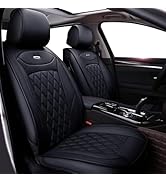 WANGIRL Voorstoelen 2 Stuks Universele PU Lederen Autostoelhoezen, Waterdichte Autostoelbeschermer, Geschikt voor de Meeste Sedans, Suv (Zwart Rood