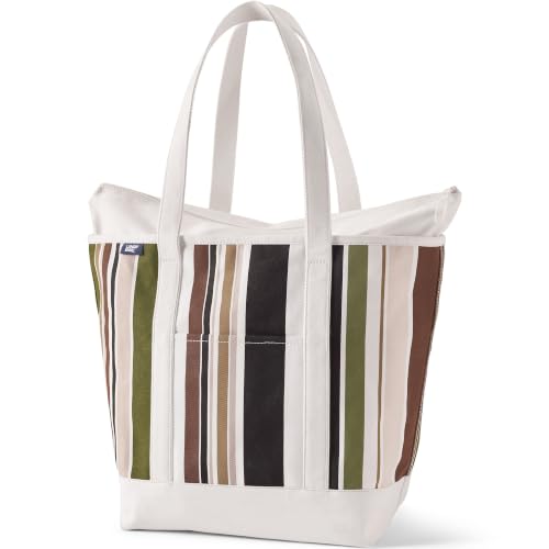 Image of Lands' End Zip Top Long Handle Canvas Tote Bag