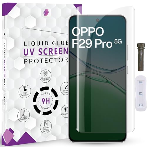 Image of Advanced HD+ UV Tempered Glass Screen Protector For Oppo F29 Pro 5G (6.7 Inch, Pack of 1) Full Adhesive UV Curved Screen Guard, Case Friendly