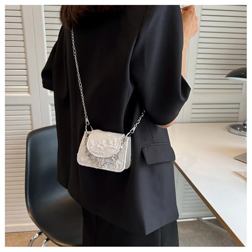 Women Small Shoulder Bags Quilted Crossbody Distressed Jean Denim Purse Evening Bag Clutch Handbag with Chain Strap4