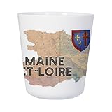 Tasse Plastique Incassable Enfant et Adulte - Maine et Loire 49 Departement Angers Carte Ancienne - Mug Polymère Résistante aux Chocs - Idéal Maison, École, Camping et Pique-Nique - Imprimé en France