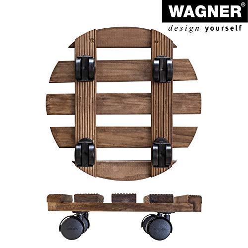 Wagner Pflanzenroller Country Ø 30 x 8 cm I Blumenroller für Innenbereich I Rutschsicheres Rollbrett I Kübelroller aus FSC® Massivholz, palisander I Tragkraft 100 kg I Made in EU - 20018301