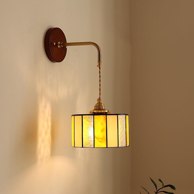 ウォール ライト, プルチェーンスイッチLEDウォールランプ スコンス ベッドサイド バスルーム ミラー 階段照明器具 ガラス 銅製