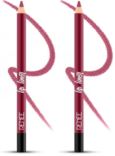 Image of RENEE Define Pencil Lip Liner - Rich Plum, Long Lasting & Smudge Proof, Full Coverage, Intensely Pigmented, Easy Glide Formula, Vitamin E & Castor Oil Infused, 1.2Gm (Pack of 2)
