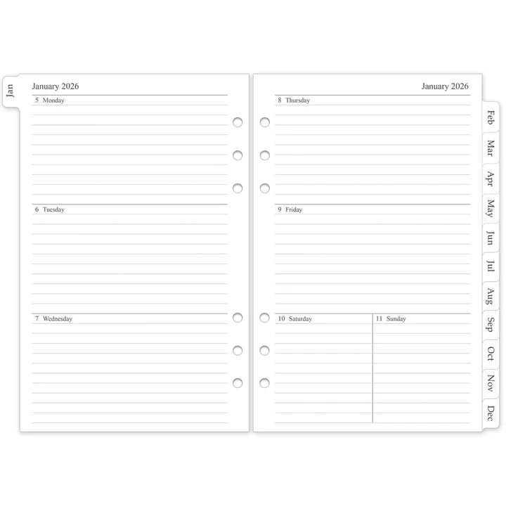 2026 Weekly & Monthly Planner Refill, A5 Medium Planner Inserts for 6 Holes, 5.5"x8.5", Jan. 2026 - Dec. 2026, 12 Monthly Calendars with Laminated Tabs, 6-Hole Punched