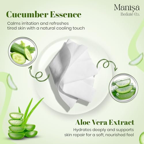 Image of Co. Cucumber & Aloe Vera Refreshing Wipes | Alcohol-Free, Paraben-Free, Vegan Face Wipes | Hydrating& Cooling Facial Wipes with Glycerin, 250 Wipes (Pack of 10)