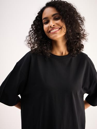 Image of SASSAFRAS Women Black Oversized T-Shirt Dress -L