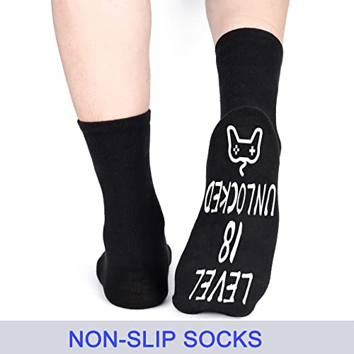 Belloxis Gifts for 10-18 Year Old Boys 12 13 18th Birthday Gifts Gaming Socks for Teen Boys Cool Mens Grip Socks Black3