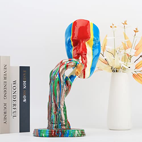 Colorful Thinker Statue For Home Decor,Simple Creative Men Face Art Statue Thinker Father Sculpture Abstract Characters Crafts Ornaments Home Office Bedroom Living Room Study Room Studio Decorations #TOP2