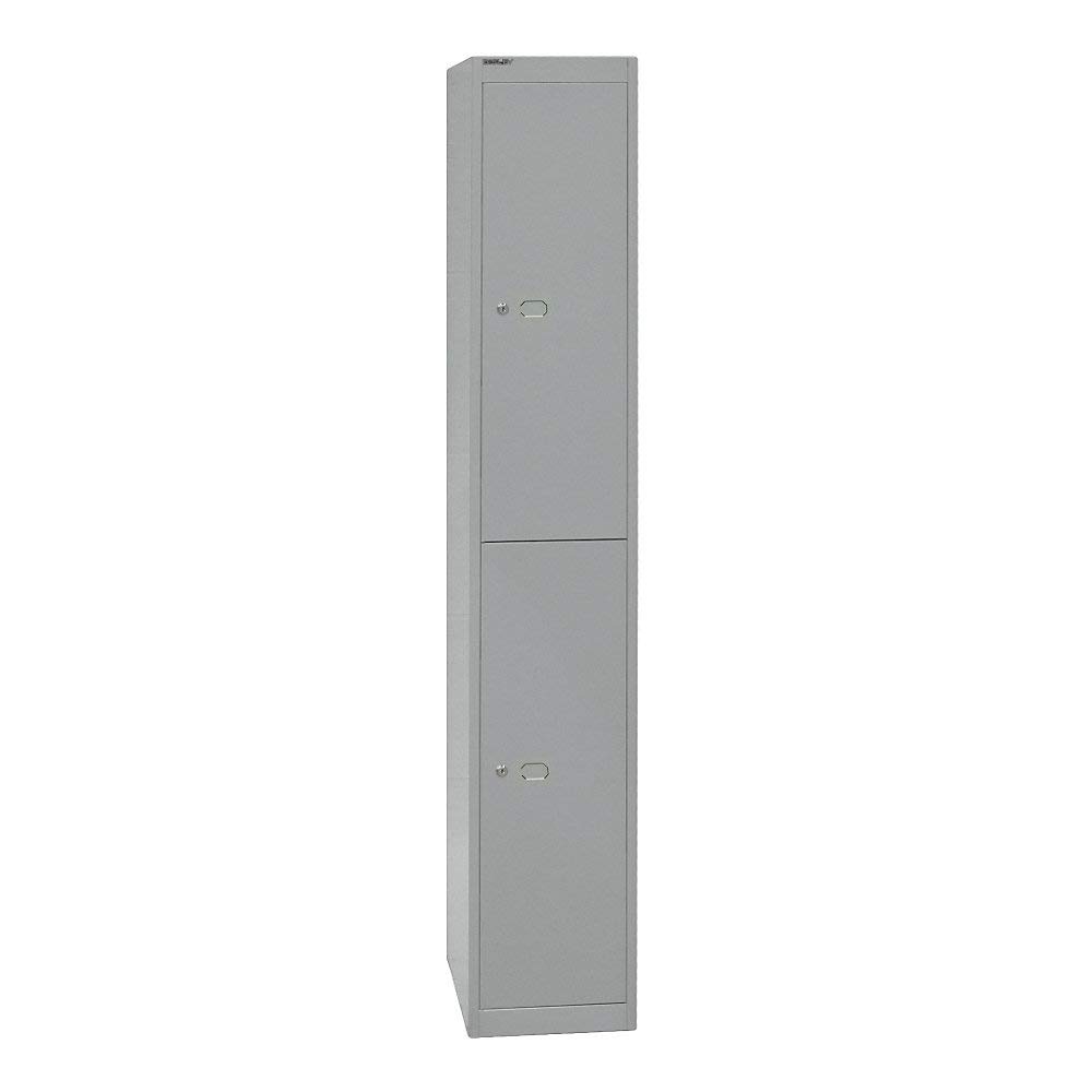 BISLEY Garderobenschrank Office, 1 Abteil, 2 Fächer, T 457 mm, Metall, 355 Silber, 45.7 x 30.5 x 180.2 cm