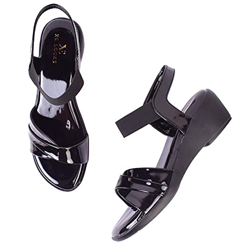 XE Looks Comfortable Black Patent Leather Sandals For Women (B09FZ75VRN) Amazon Price History, Amazon Price Tracker