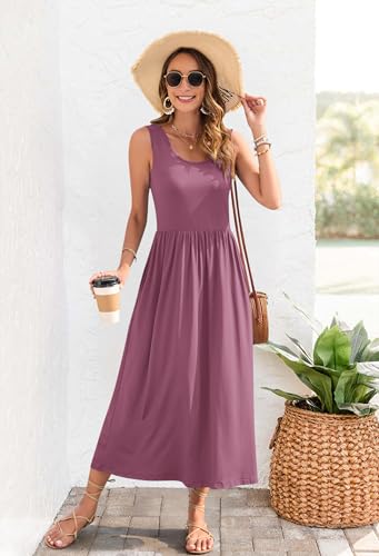 Image of WNEEDU Women's Summer Maxi Dress Casual Sleeveless Sundress