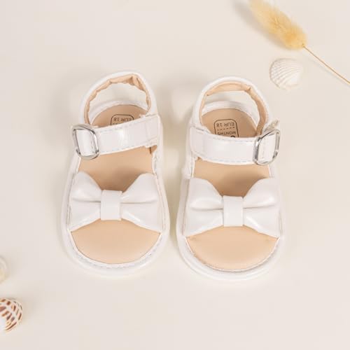 Image of Babelvit Infant Baby Girl Boy Sandals Comfort Premium Summer Outdoor Casual Beach Shoes with Flower Bowknot Anti Slip Rubber Sole Newborn Toddler Prewalker First Walking Shoes