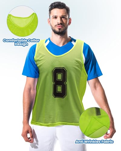 Image of Suhine 48 Pcs Adult Pinnies for Sport Soccer Nylon Mesh Scrimmage Vest Mesh Basketball Football Team(Cute Color,XXL)