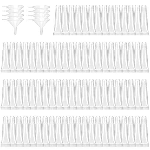 80 Pcs 10ml Empty Lip Gloss Tubes ULG Clear Lip Gloss Balm Containers Refillable Cosmetic Empty Tubes for DIY Lip Gloss Balm Cosmetic Travel Toiletries