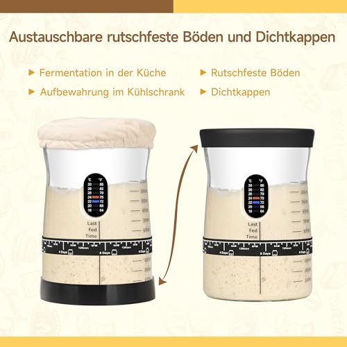 Image of Coco Bird Pro Sourdough Starter Kit- 50oz Large Capacity Sourdough Starter Jar, 17 Flavorful Fermentation Recipes, Sourdough Bread Baking Supplies for Making Delicious Sourdough Breads(2 Sets)